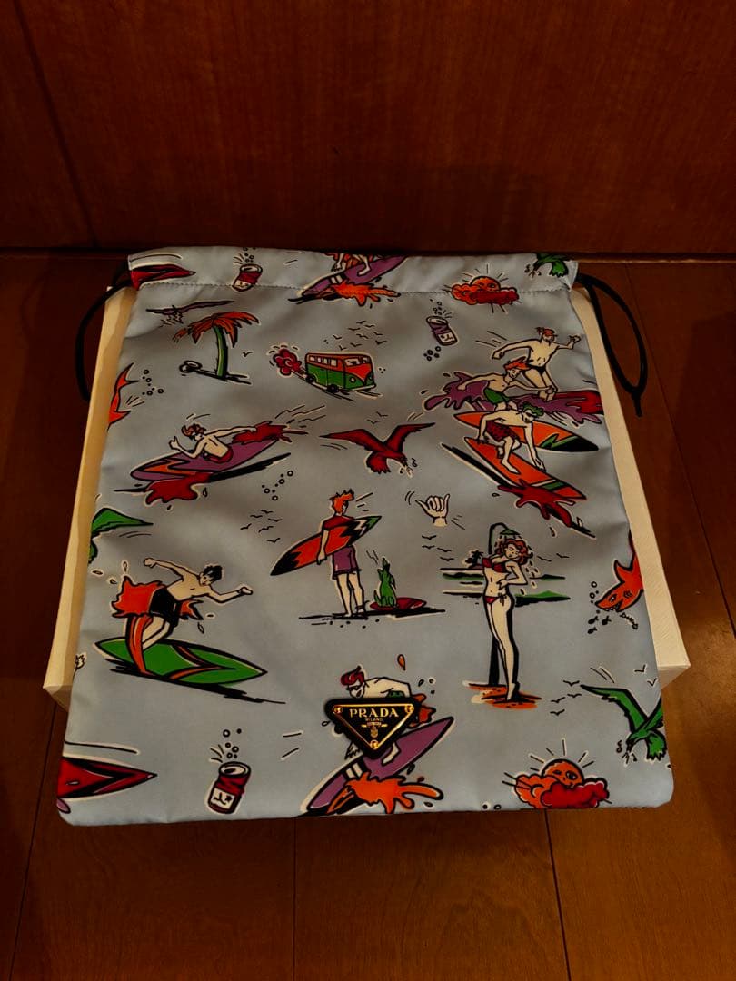 PRADA 非売品 巾着袋 ノベルティ 保存袋 総柄 サーフ柄 美品