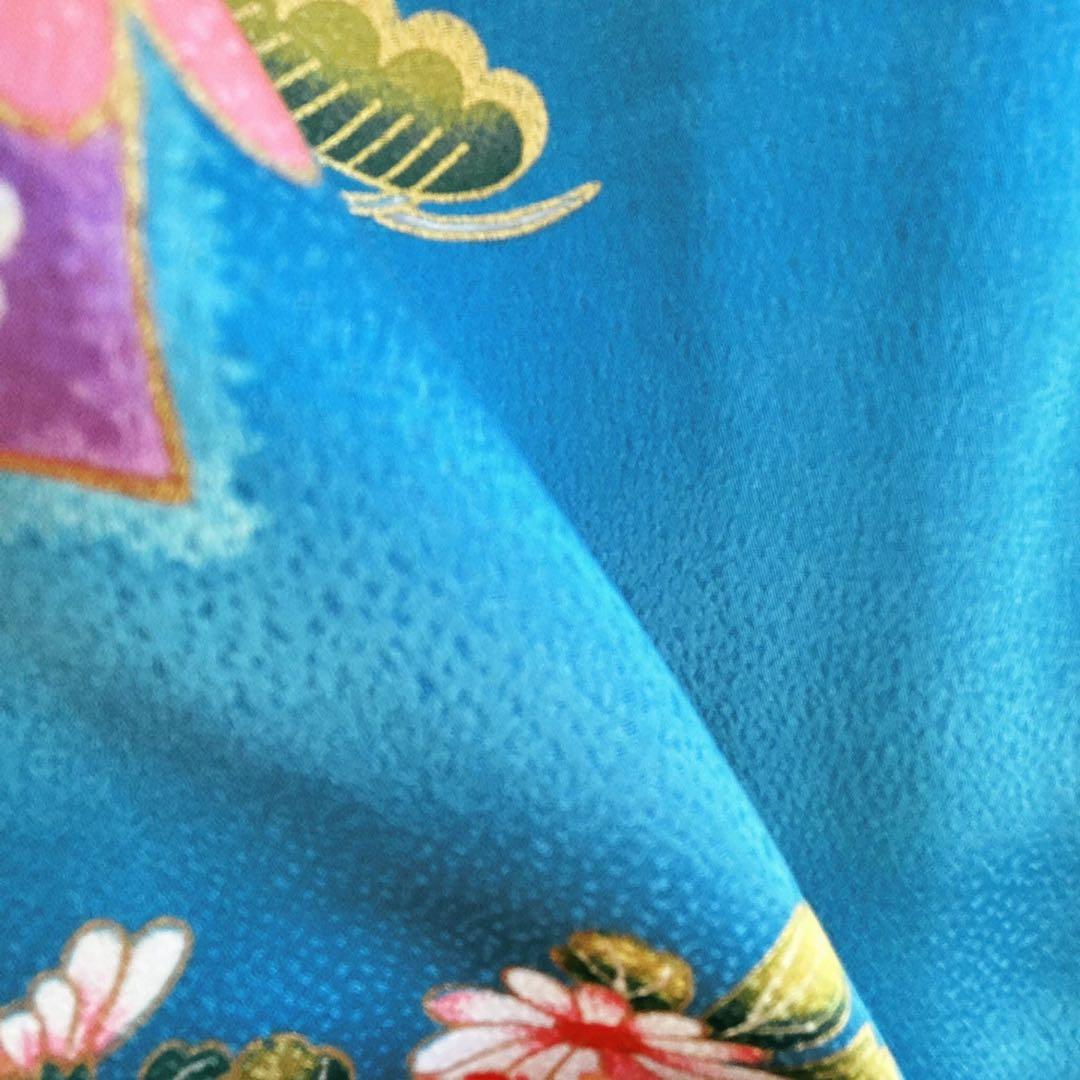 フルセット 七五三 7歳女の子 長着＆長襦袢＆帯＆小物　赤地　のし柄　毬　扇子