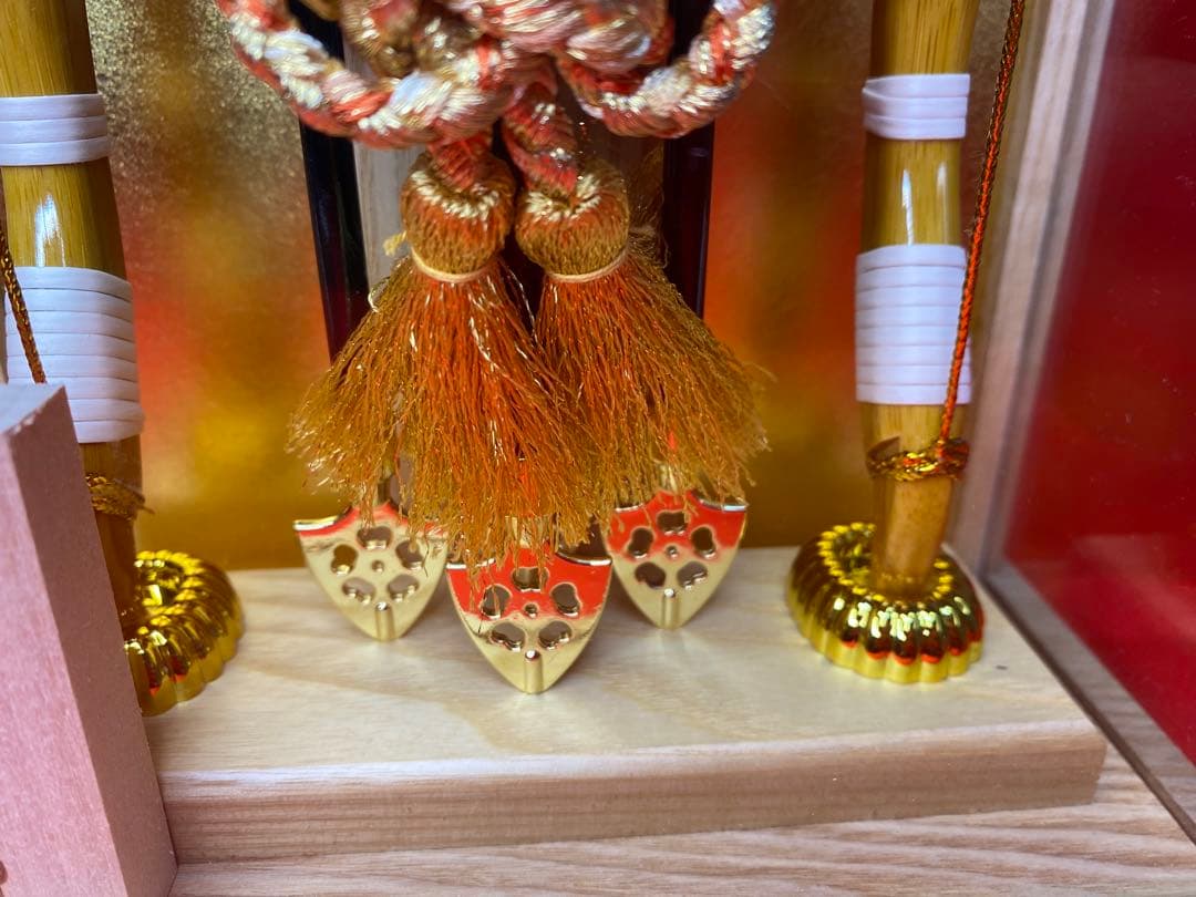 幹山作　壁掛け　破魔弓　白木アクリルケース・間口約１８×奥行約9,5×高約２６㎝