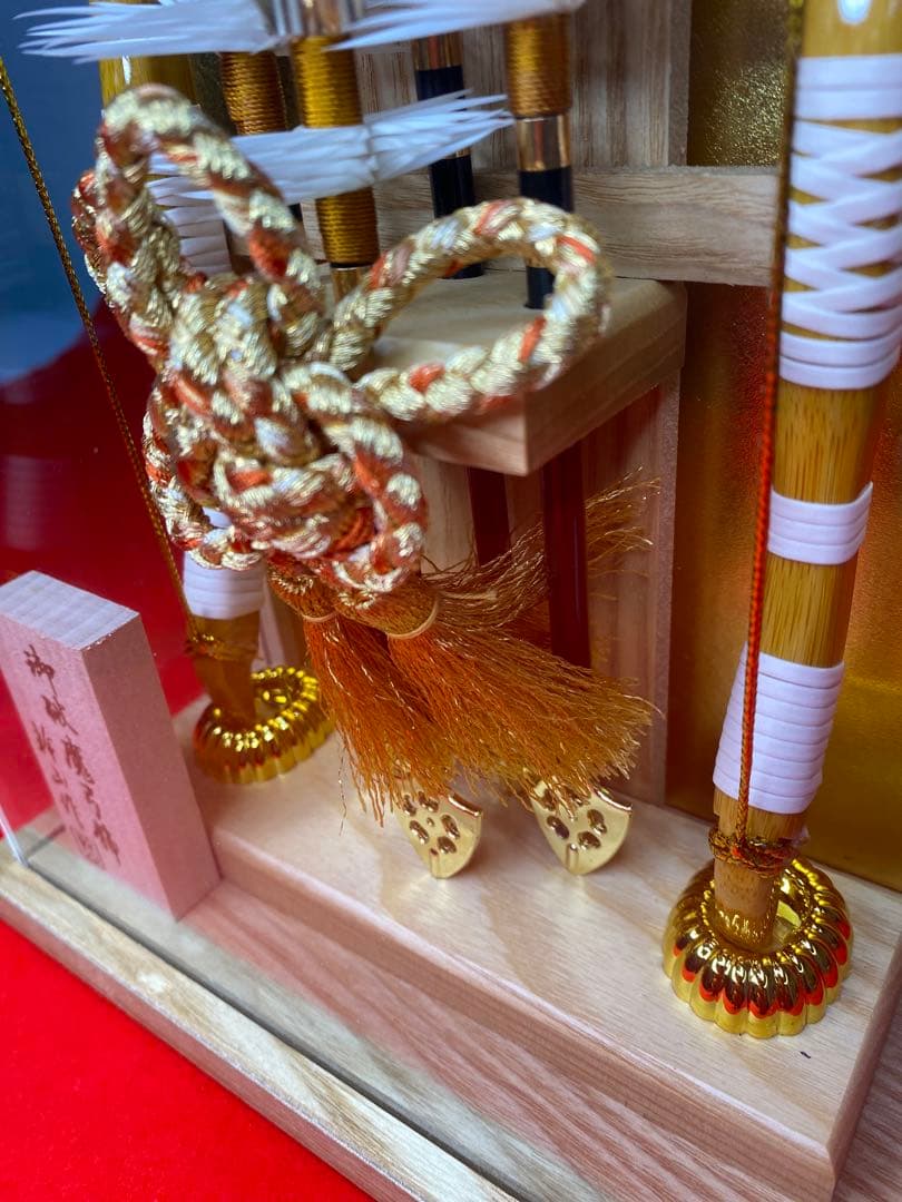 幹山作　壁掛け　破魔弓　白木アクリルケース・間口約１８×奥行約9,5×高約２６㎝