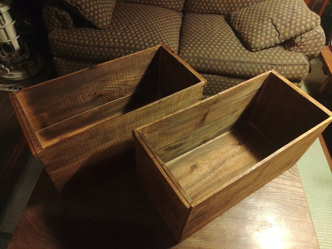 アンティーク　木箱　2個　シャビー 杉　無垢材　古材　ウッドボックス