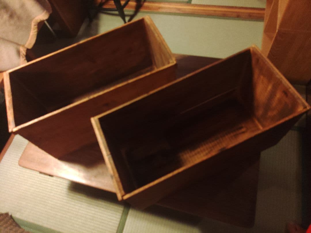 アンティーク　木箱　2個　シャビー 杉　無垢材　古材　ウッドボックス