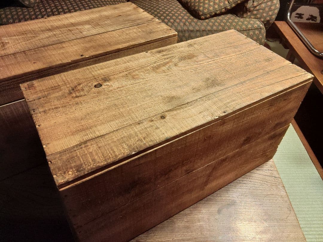 アンティーク　木箱　2個　シャビー 杉　無垢材　古材　ウッドボックス