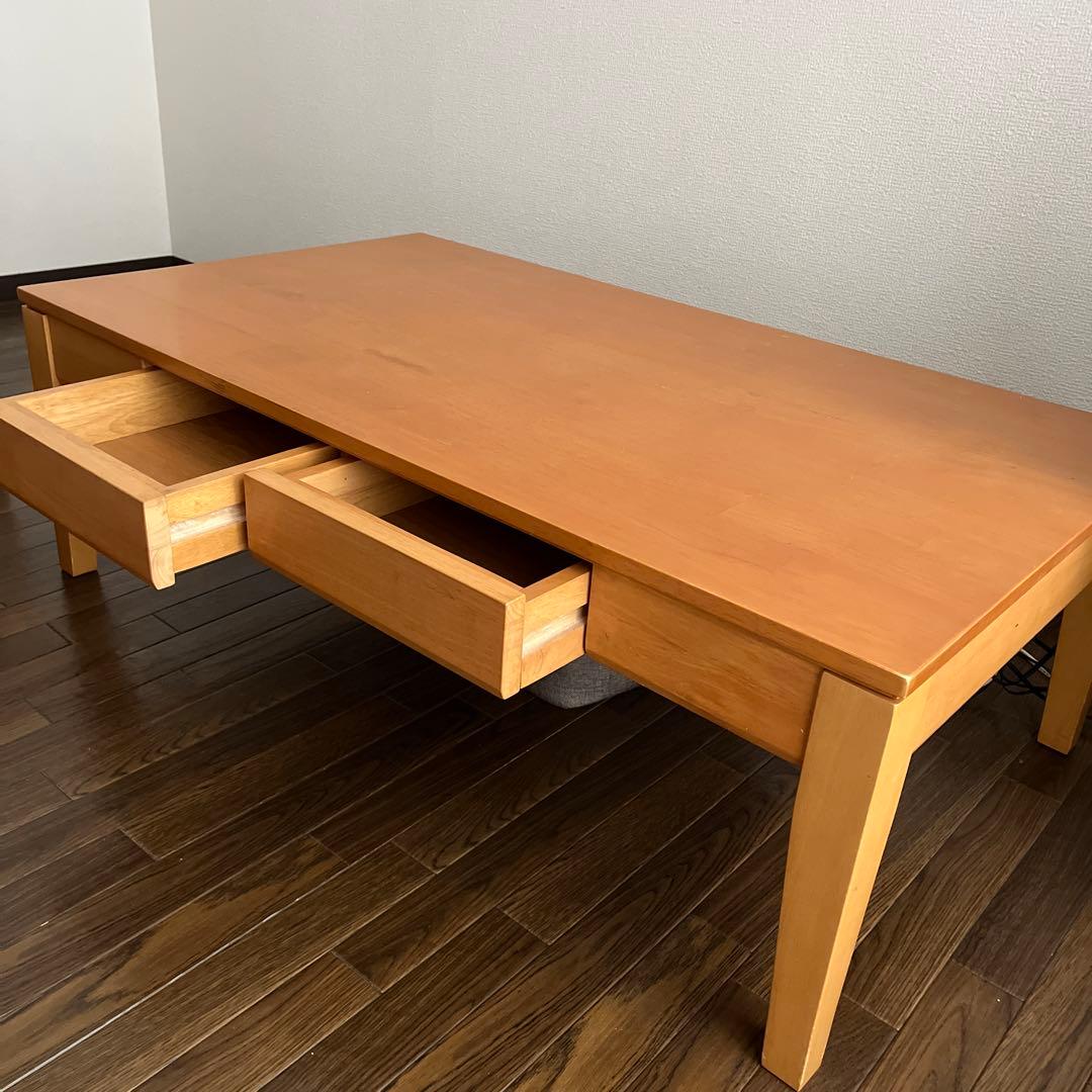 木製ローテーブル 引き出し付き