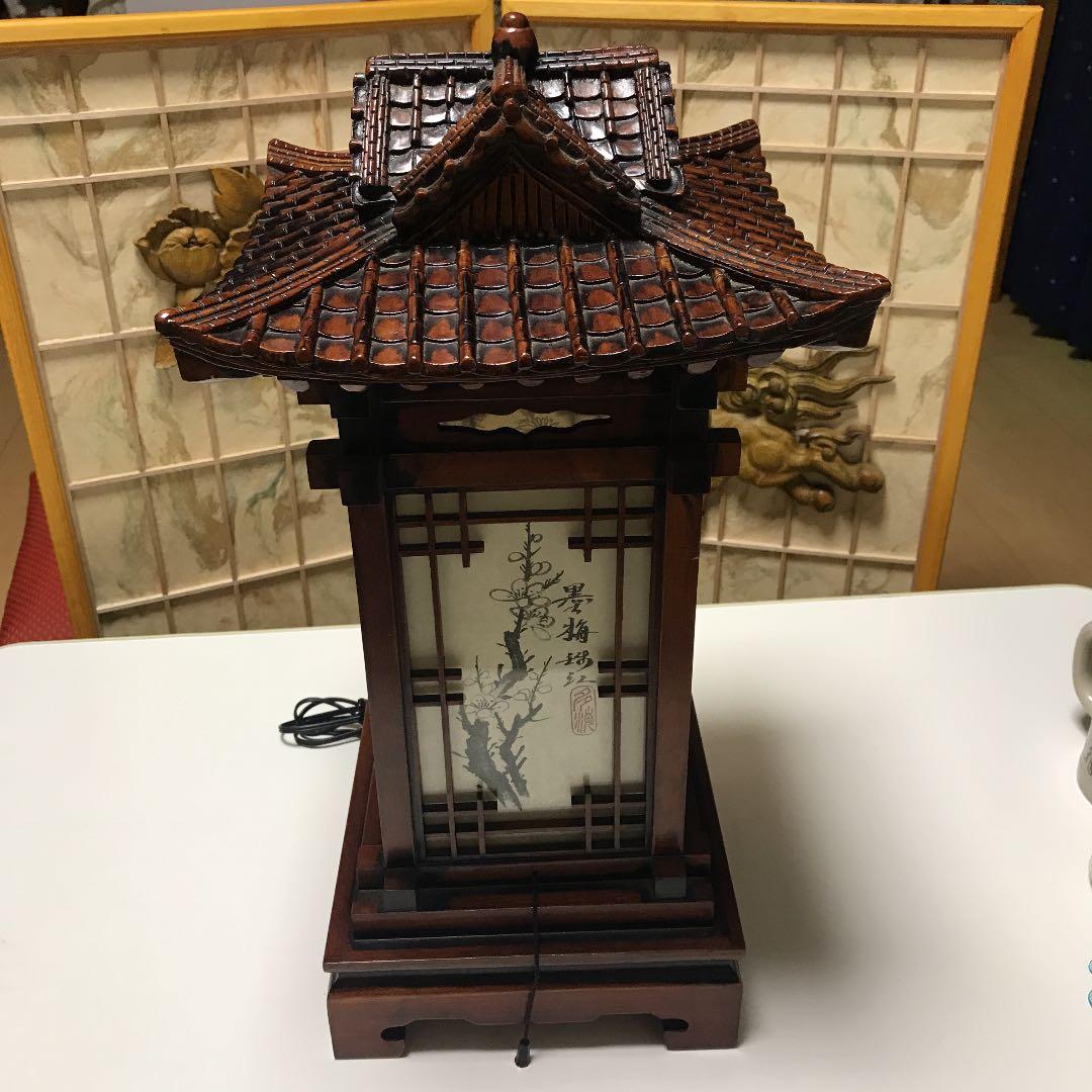 希少品　古美術　ランプ　梅蘭竹菊四面絵　年代物