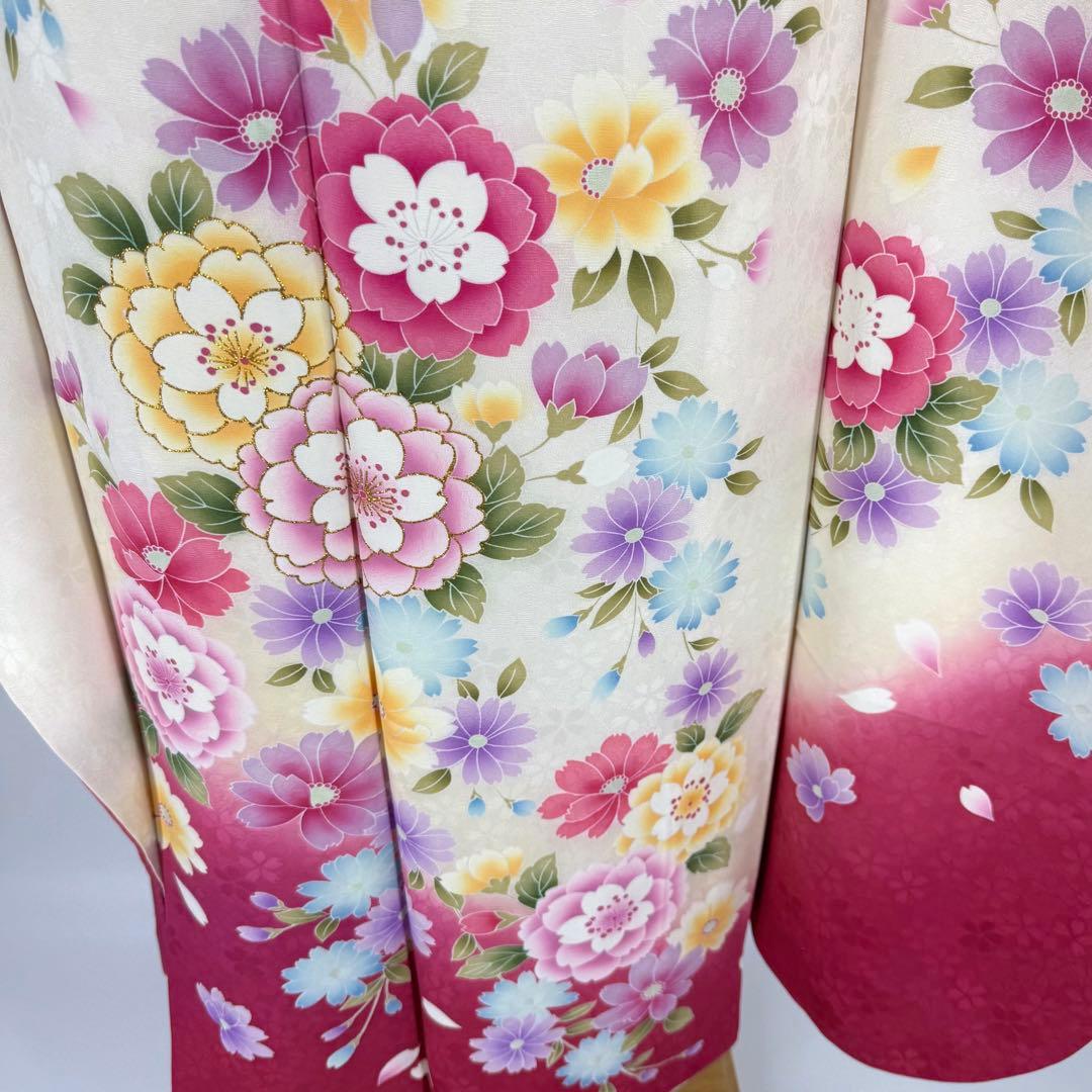 京都きもの友禅　豪華振袖8点フルセット　正絹 　成人式　お正月　パーティ　白地