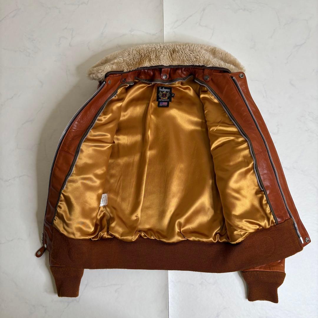 極美品 Schott ショット USA製 レザー フライトジャケット インナー付