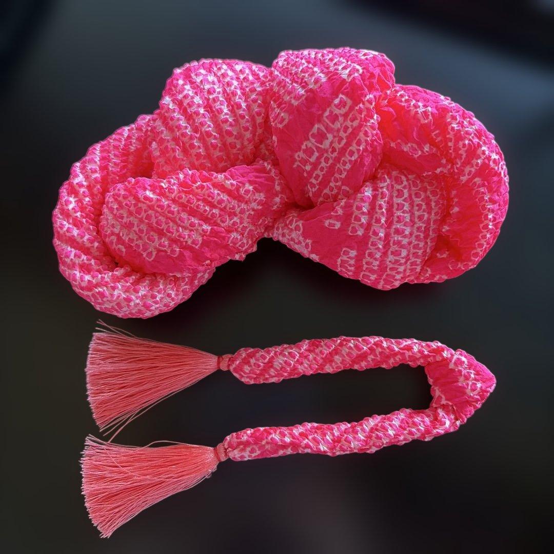 勝山髪飾り 七五三 7歳 (濃いピンク×クリーム色) 蝶