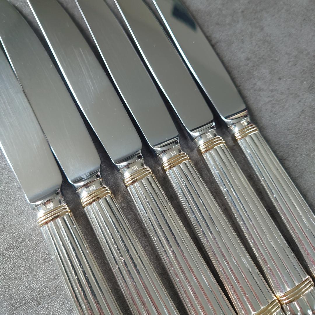 格安 希少 クリストフル アリアゴールドリング デザートナイフ 6点