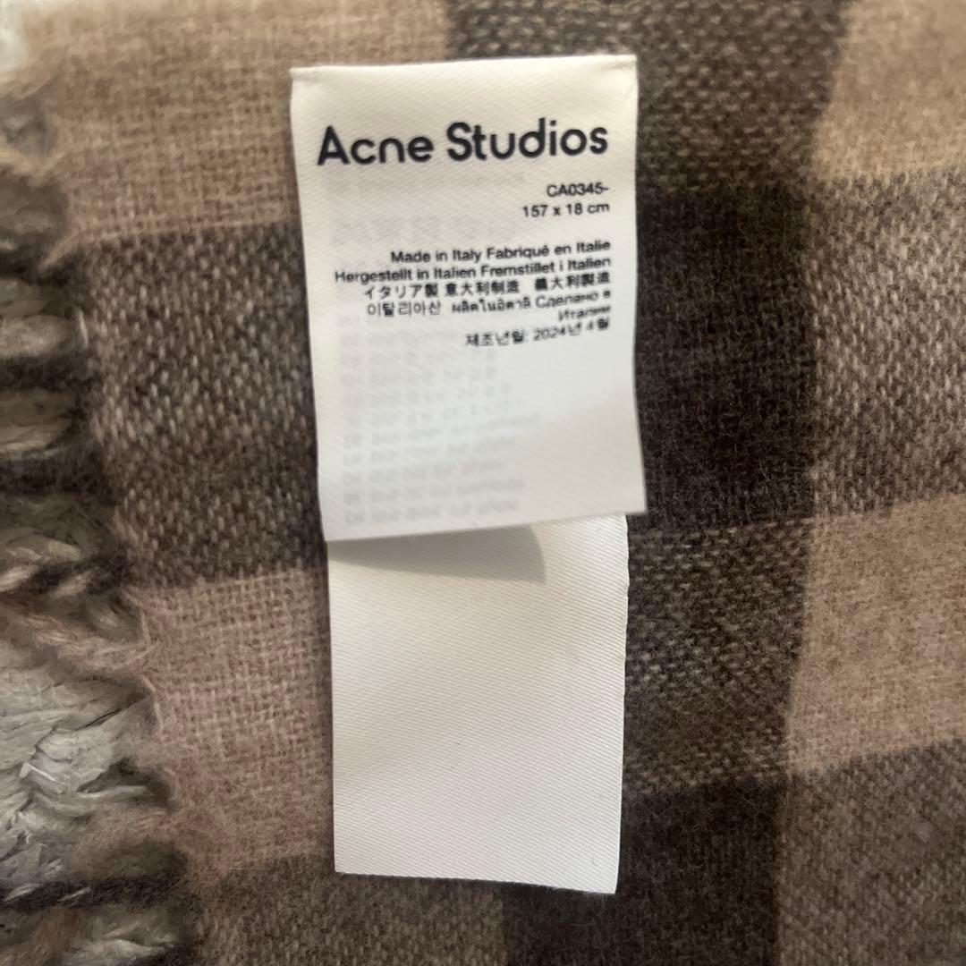 Acne Studios チェック柄マフラー ビッグロゴ
