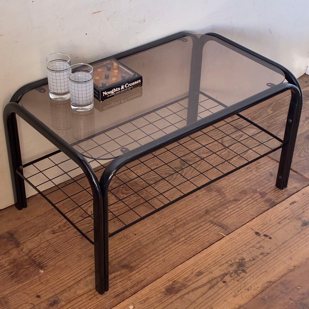 ヴィンテージ ガラステーブル ミッドセンチュリー スペースエイジ