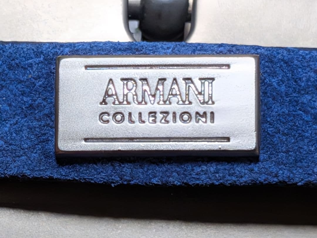 新品未使用 アルマーニコレッツィオーニ スエードベルト 本革 ブルー イタリア製