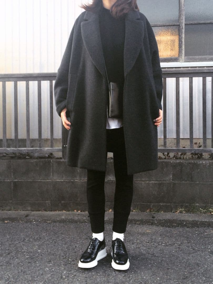 ENFOLDエンフォルド ショートビーバーボックスコクーンコート