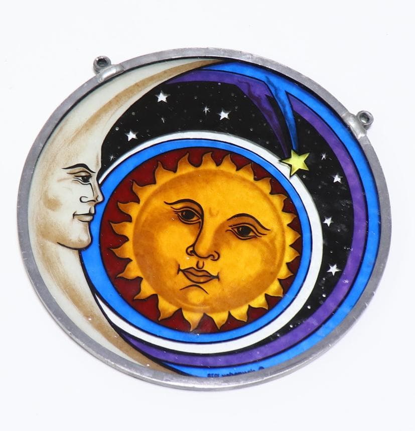 太陽&月&星 ヴィンテージ ステンドグラス 中世 ヨーロッパ 初期作品 レア