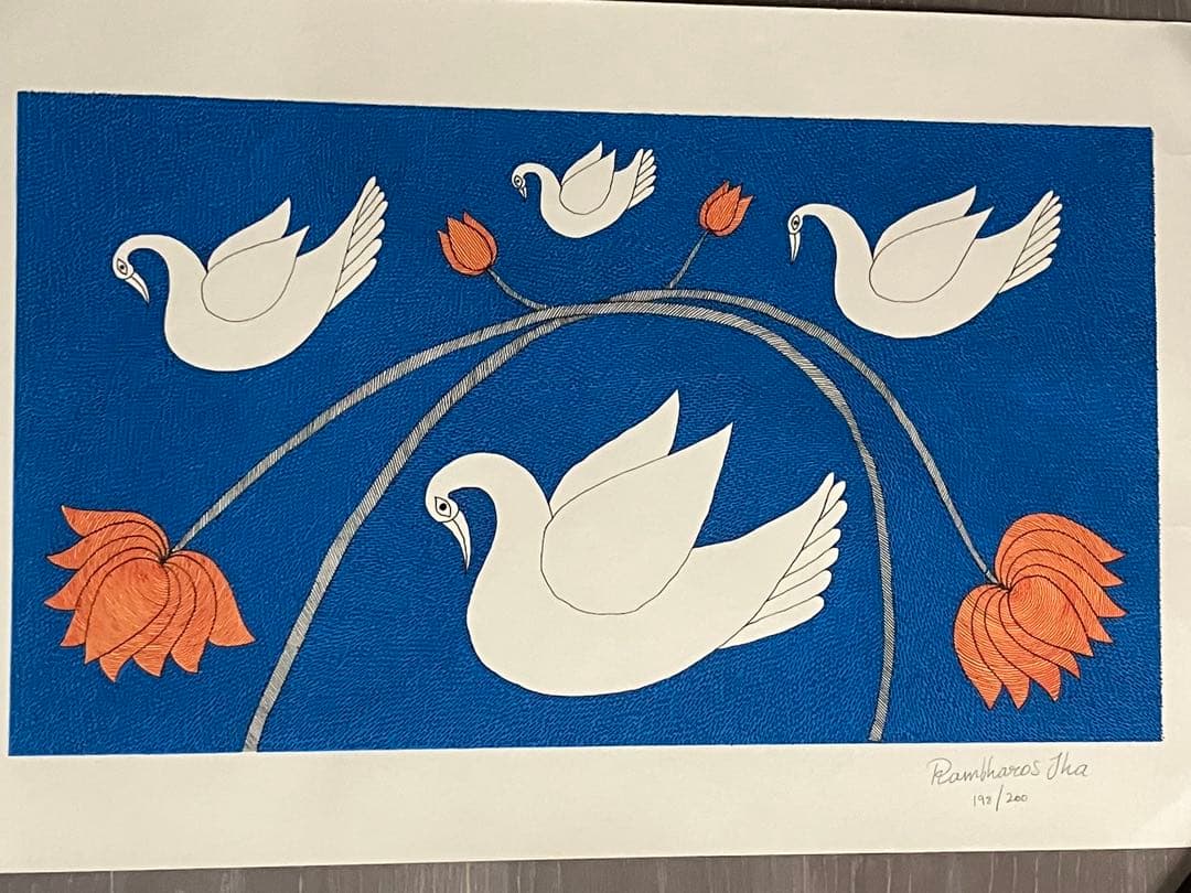 Tara Books水の生き物アートプリント　“白鳥” インド