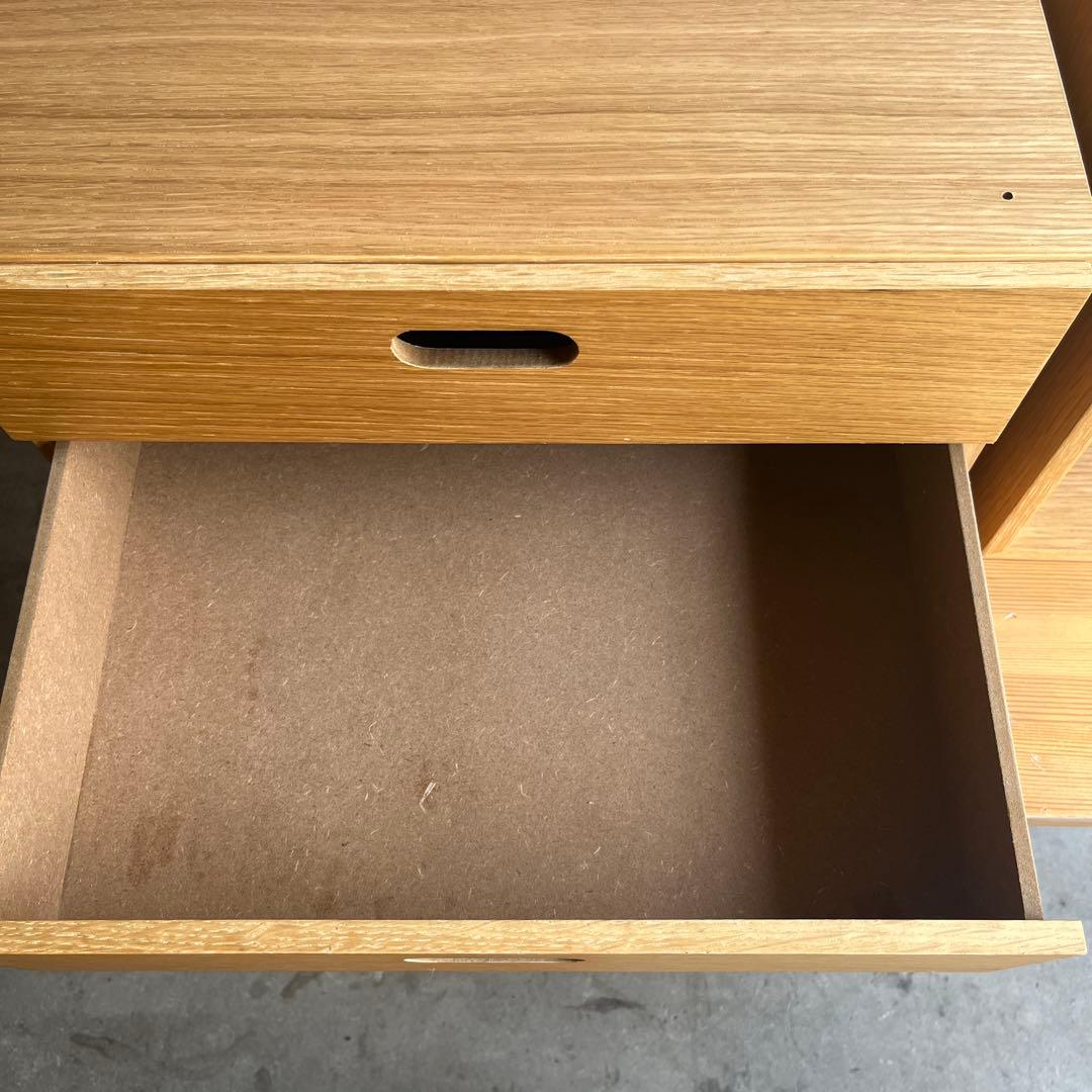 美品・廃盤希少★無印 スタッキングチェスト・オーク材・ハーフ・オープンと引出２段