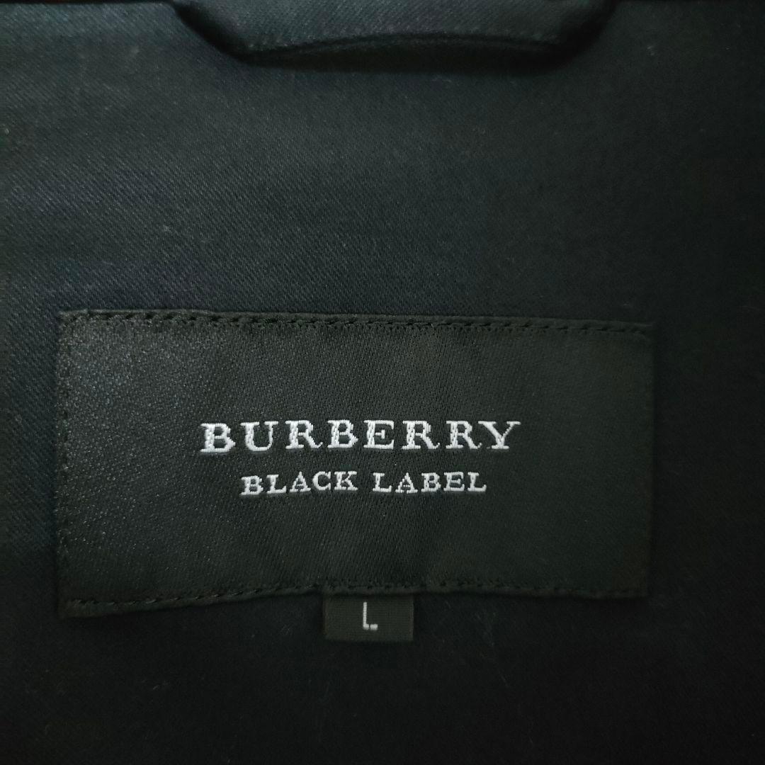 バーバリーブラックレーベル トレンチコート ミドル丈 黒 ブラック L チェック