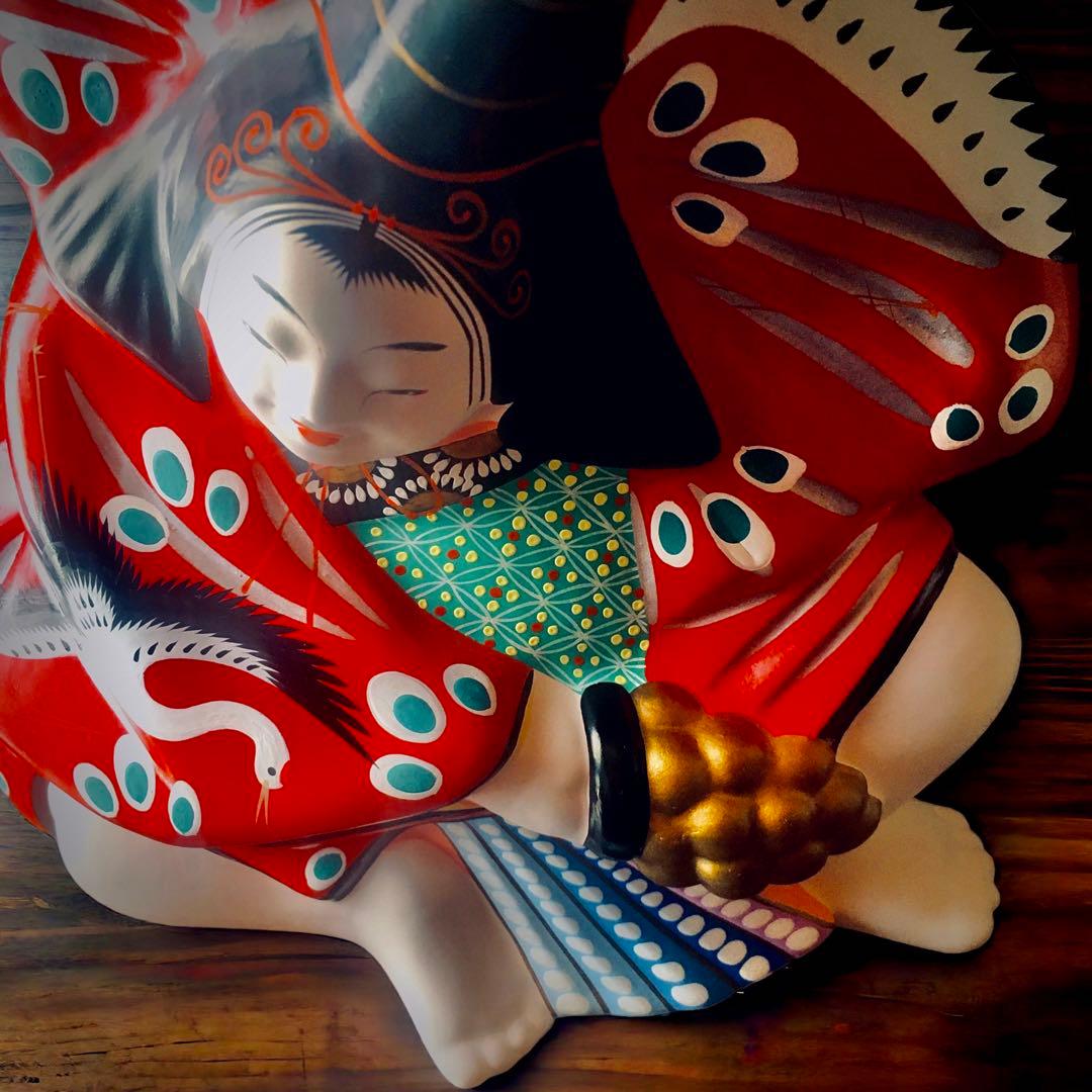 古玩 福島県 郷土玩具 堤人形 つゝみ人形 三番叟 土人形 芳賀強 伊達騒動