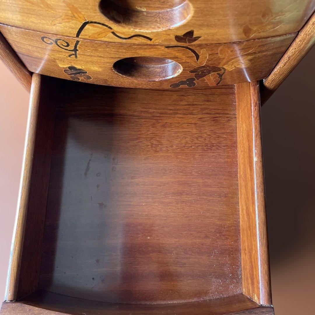 唐木家具花梨無垢材螺鈿細工5段小引出(ブドウと蝶柄)