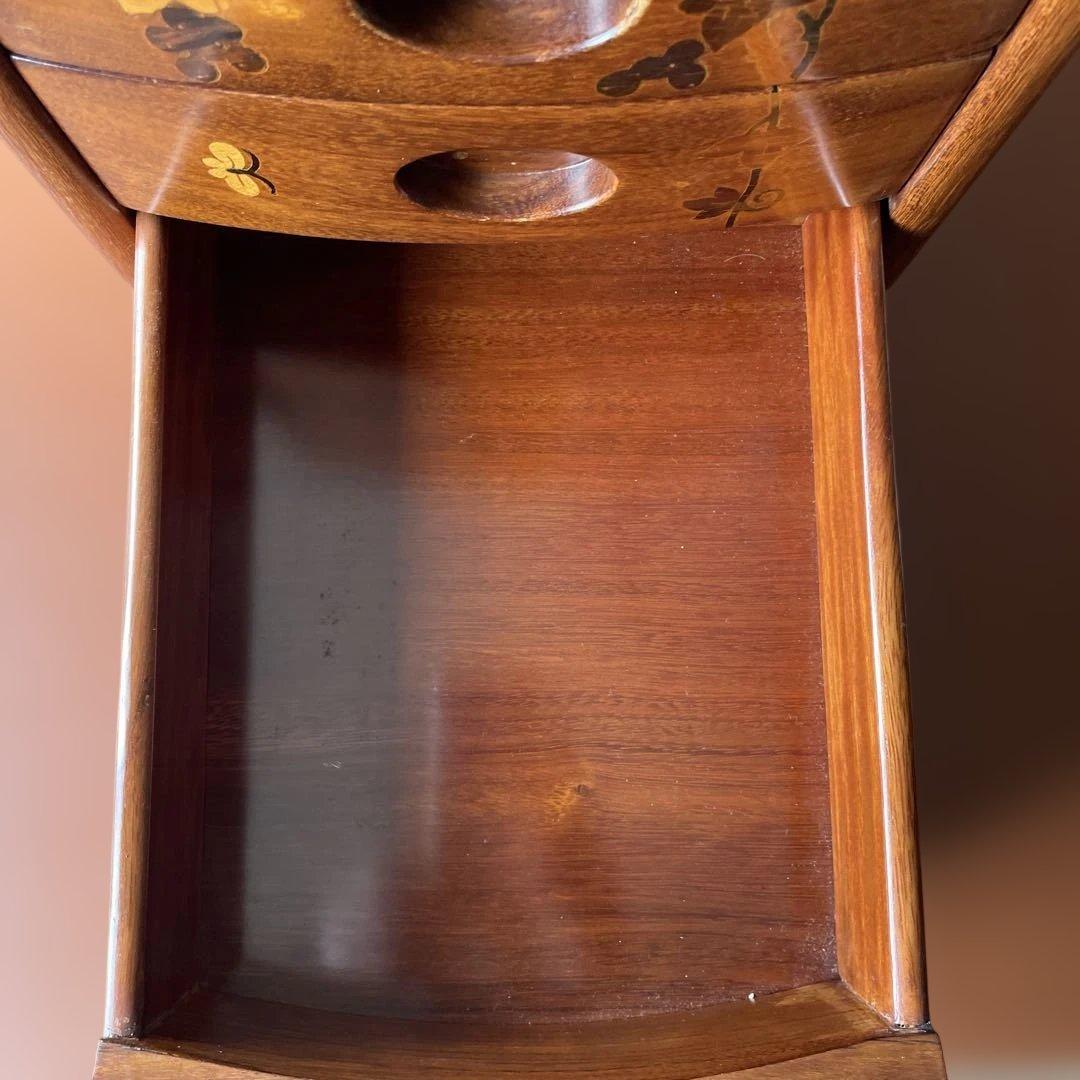 唐木家具花梨無垢材螺鈿細工5段小引出(ブドウと蝶柄)