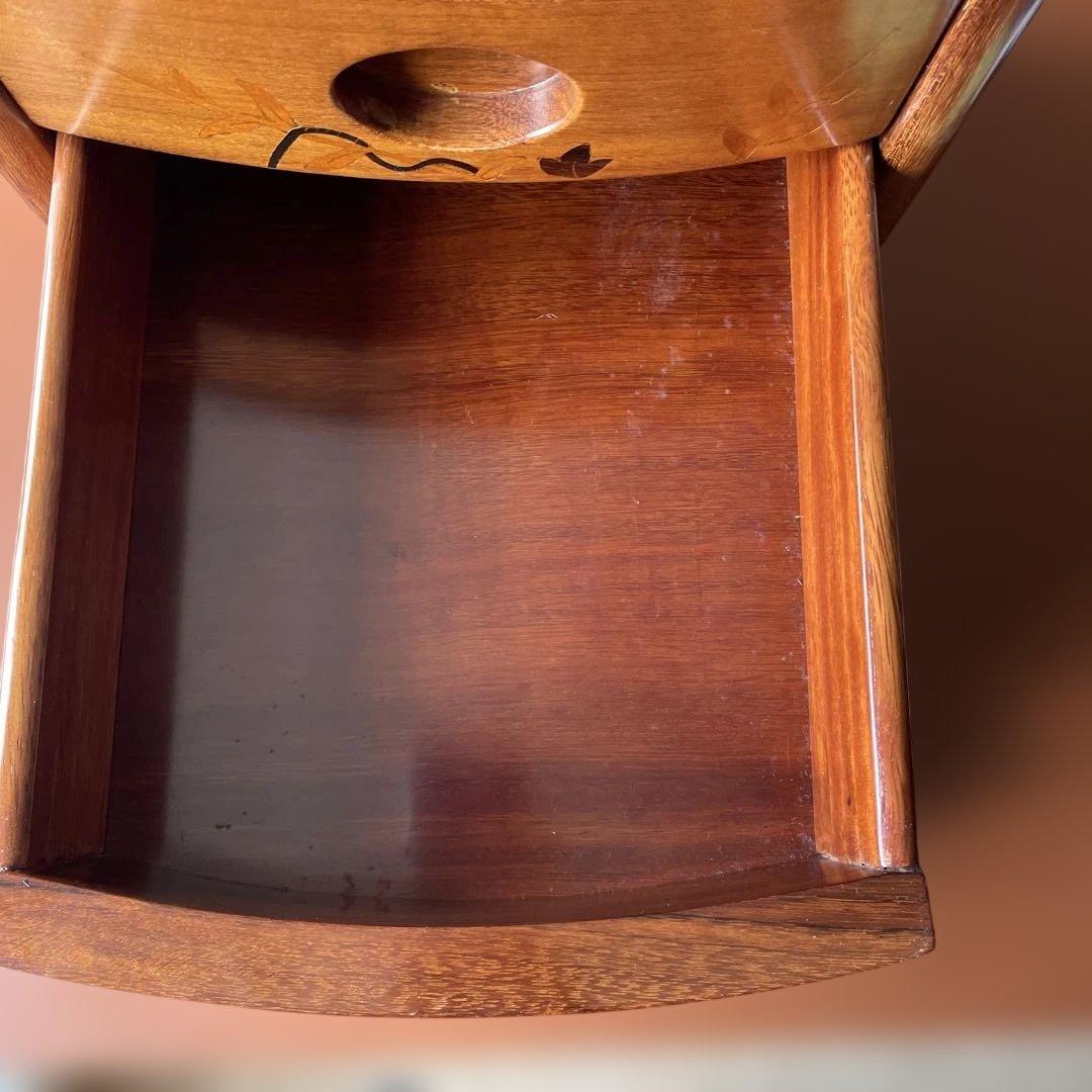 唐木家具花梨無垢材螺鈿細工5段小引出(ブドウと蝶柄)