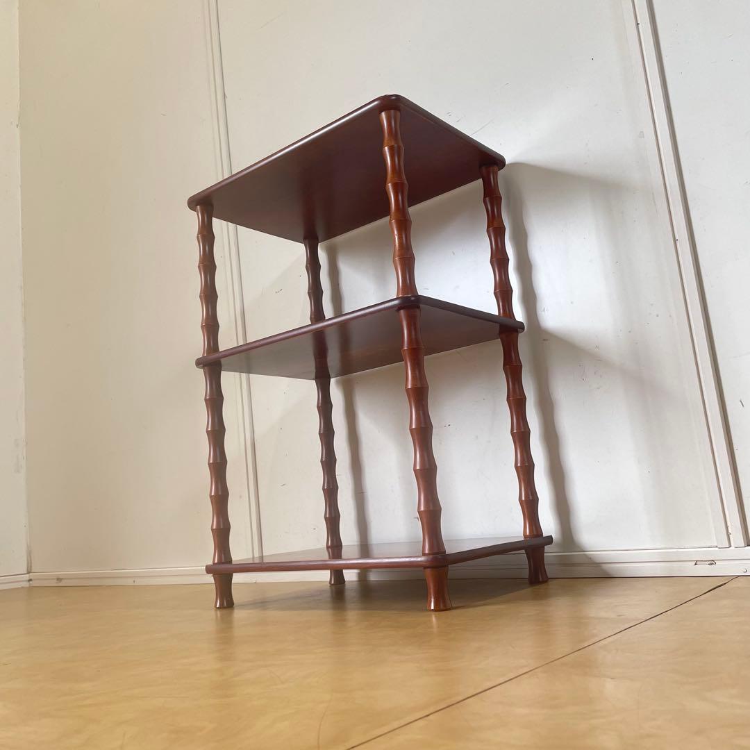 ヤナコ 3段ラック 飾り棚 角型 四角 木製 台 棚 ビンテージ レトロ