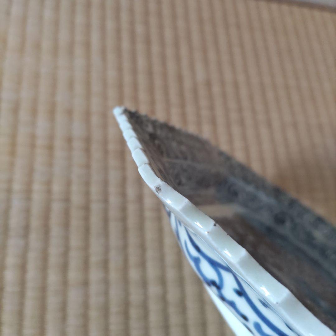 伊万里　線描き　八角形皿 鳳凰