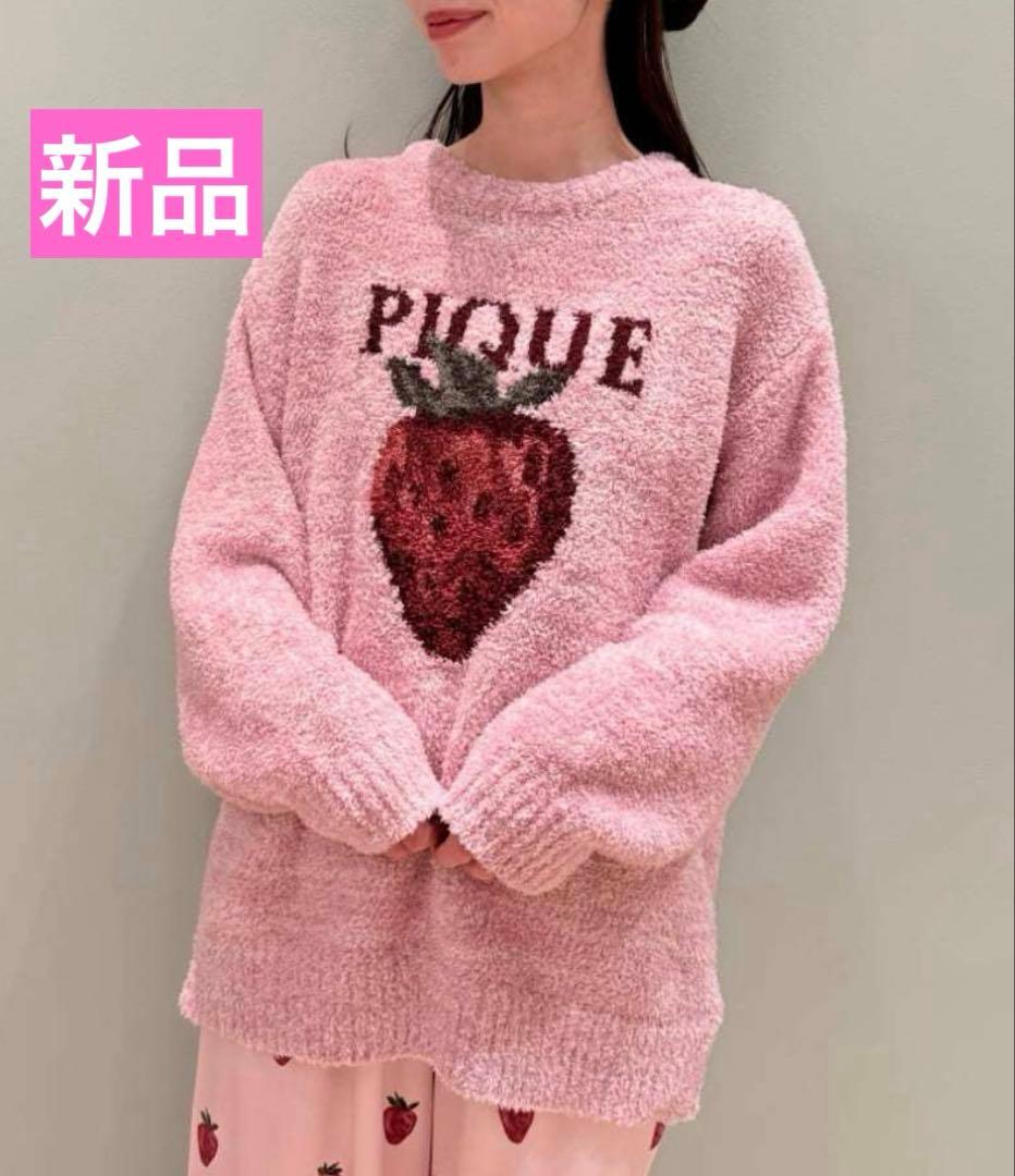 【新品】ジェラートピケ　メランジストロベリージャガードプルオーバー　ピンク