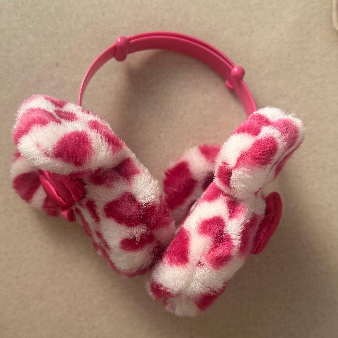 ディズニー 耳あて イヤーマフ ヒョウ柄 ピンク