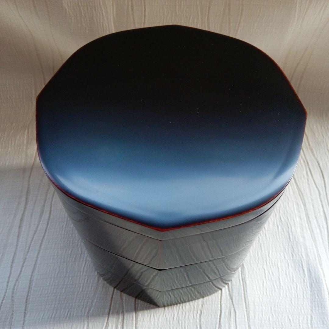 溜塗漆器・未使用・縁起良い八角形三段重箱