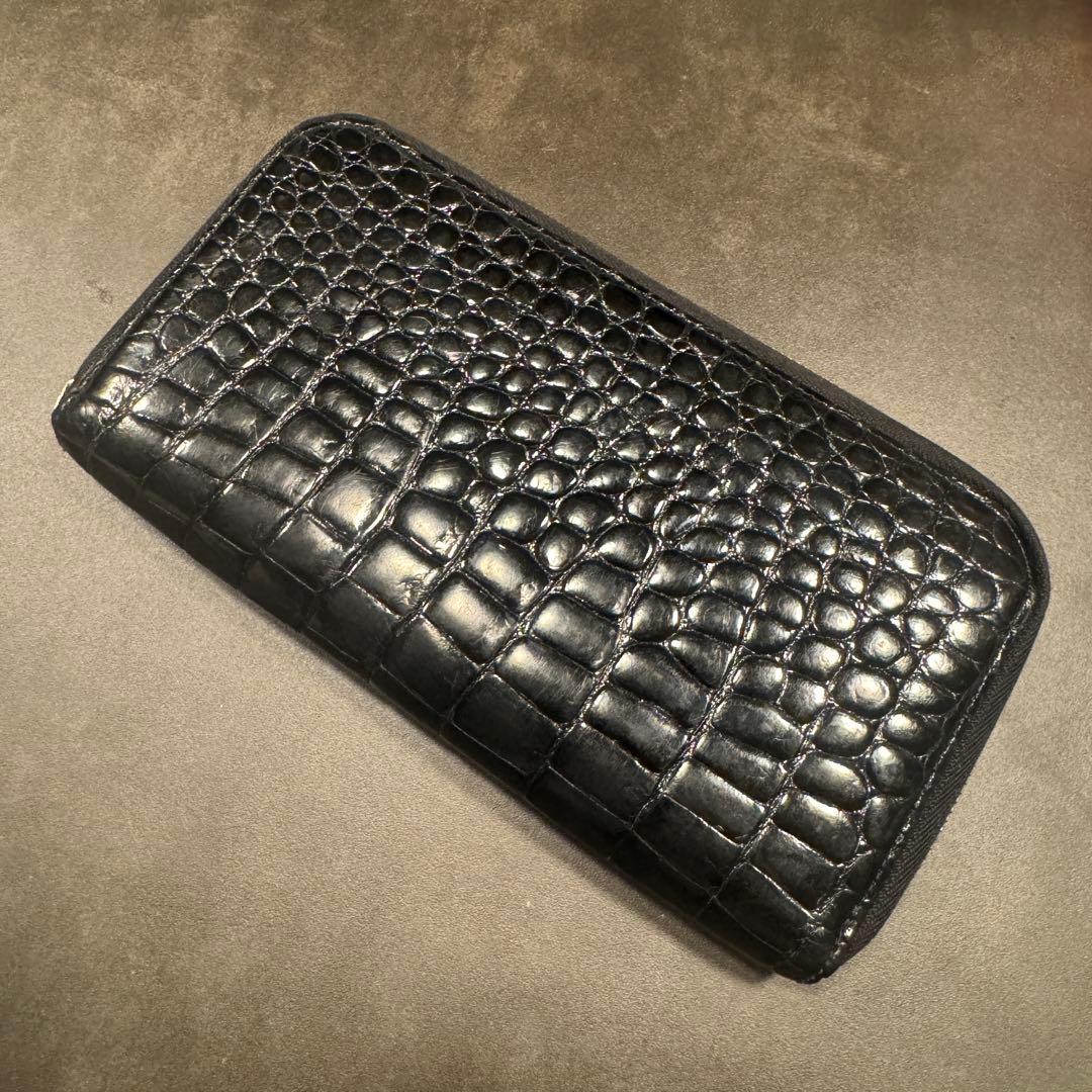 池田工芸 ポロサス スモールクロコダイル 長財布 1枚革