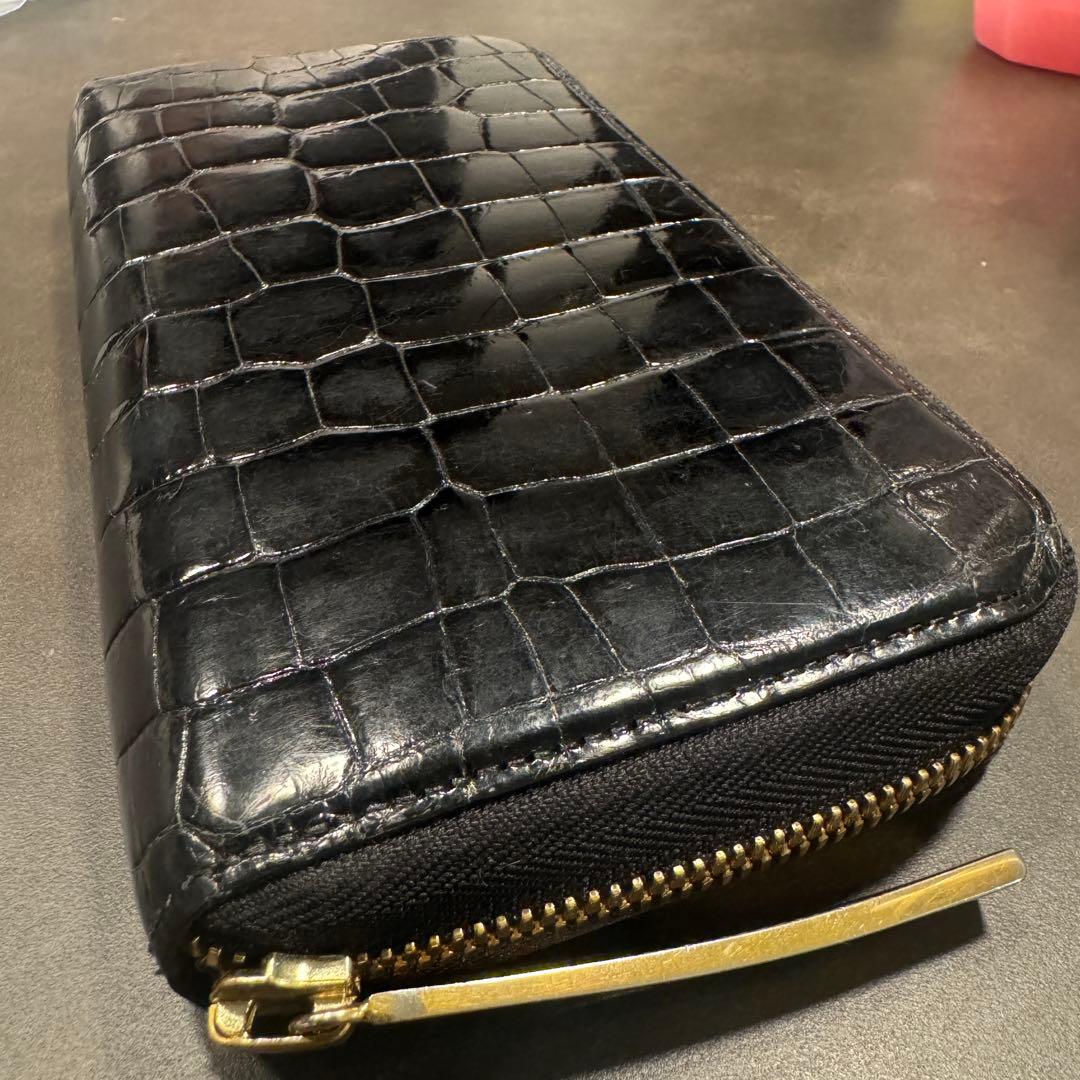 池田工芸 ポロサス スモールクロコダイル 長財布 1枚革