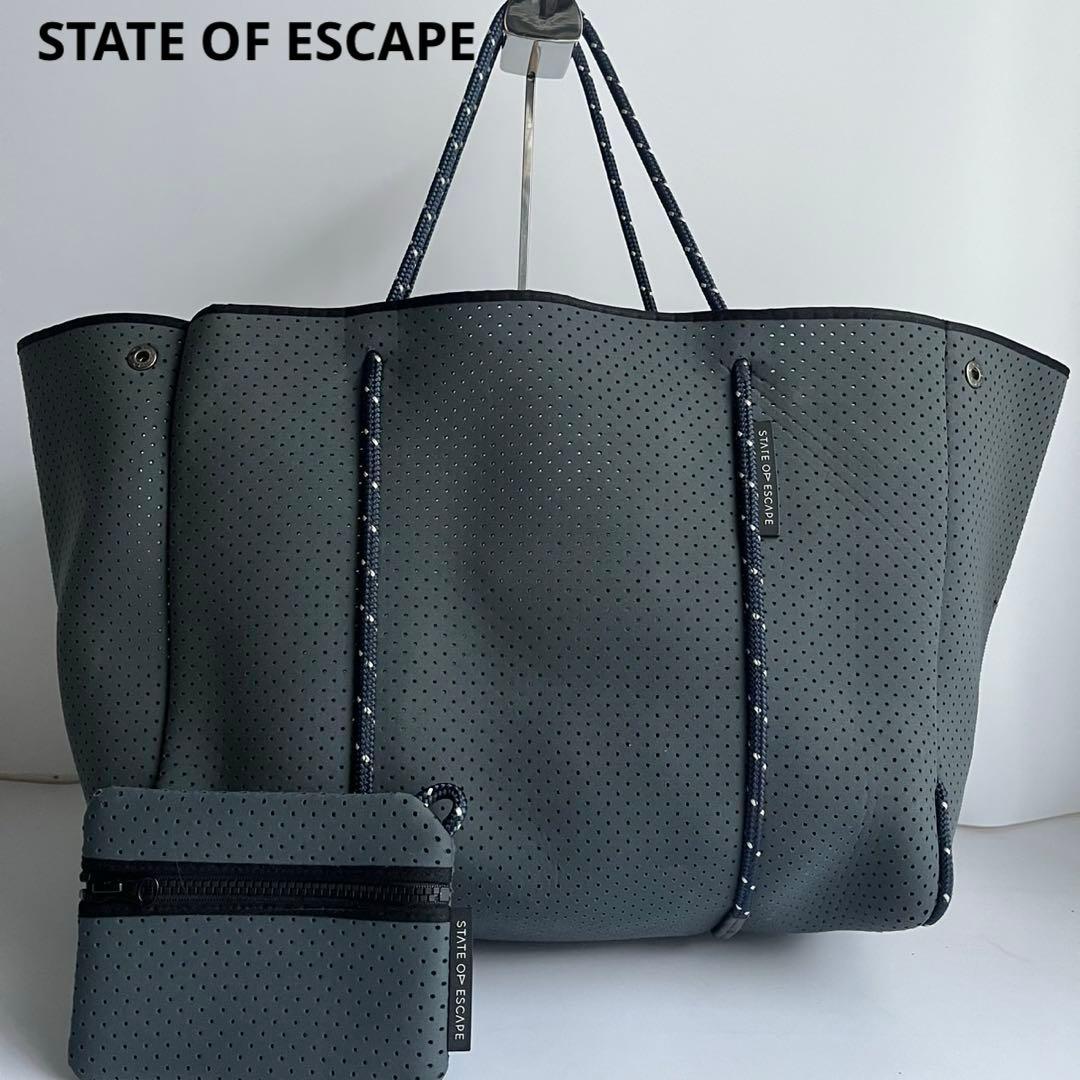 ✨美品✨　STATE OF ESCAPE トートバッグ　ポーチ付き　グレー
