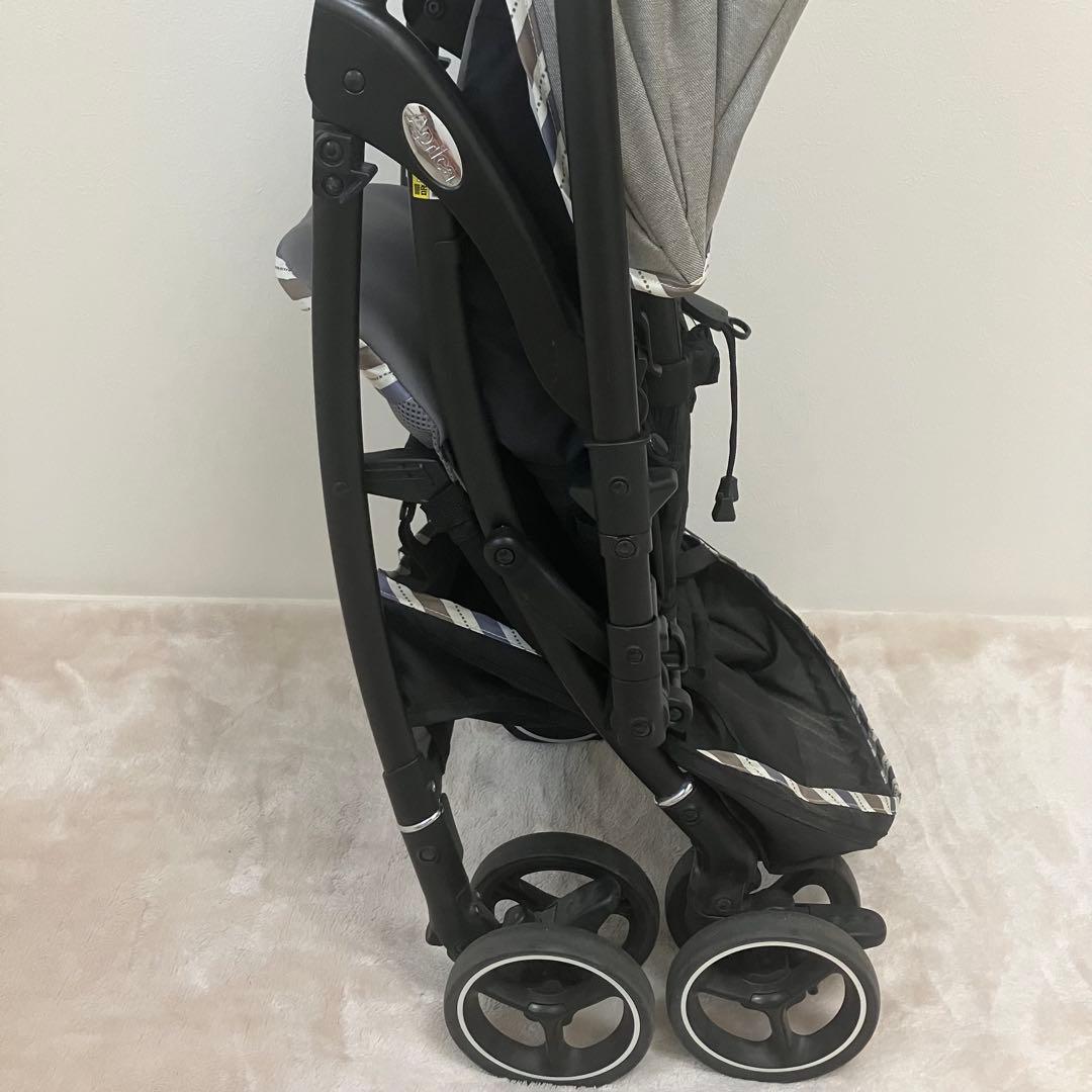 Aprica ラクーナエアーコンパクト グレー ベビーカー持ち手レザー ★美品