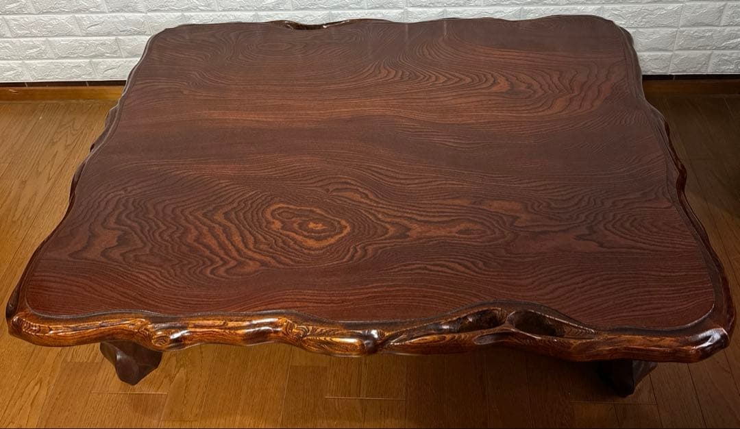 天然木　一枚板座卓