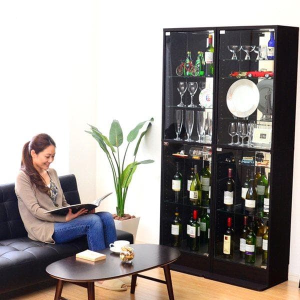 コレクションラック Luke 深型ハイタイプ ダークブラウン [7248]