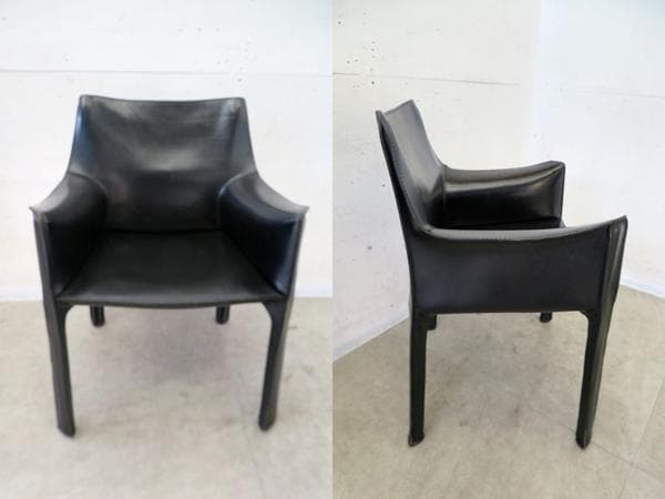 美品■Cassina■総革■413 Cab■キャブアームチェア■50.6万円■