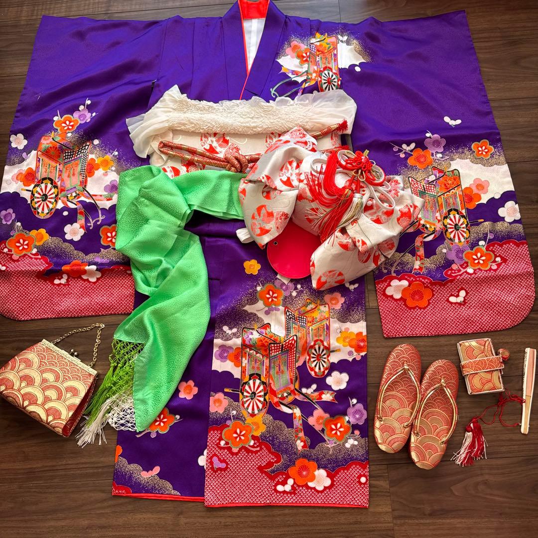 七五三　7歳　紫　フルセット　アンティーク