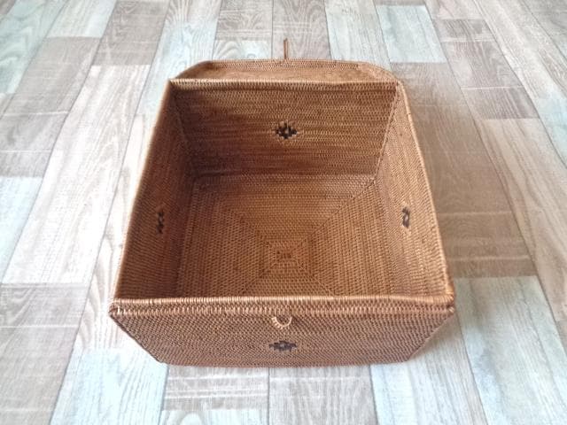 2種類セット●四角ボックス●フタ付●柄入●アタ●バリ島●1025.1