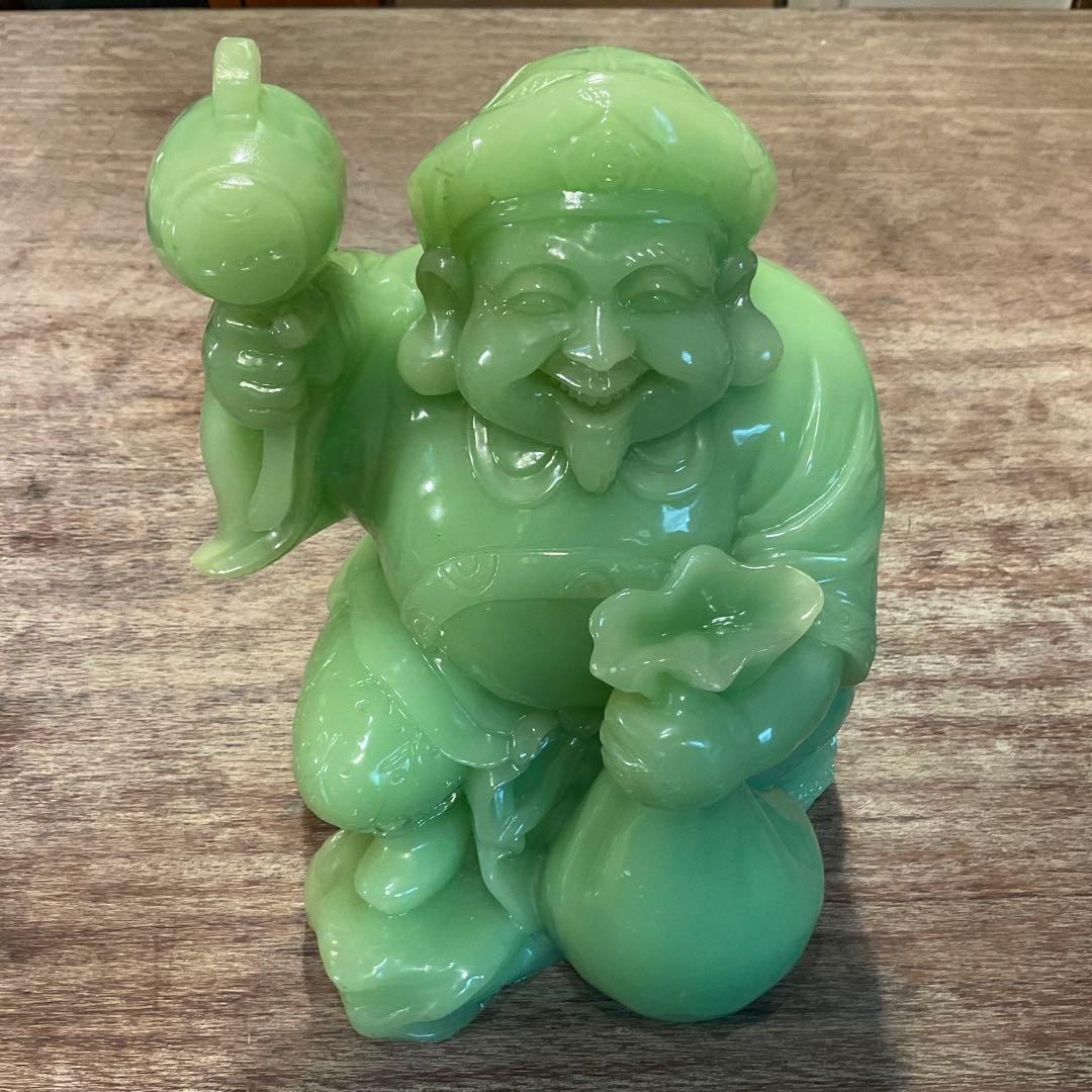 希少！大きな 大黒天 翡翠 グリーン 七福神 縁起物 商売繁盛 金運 無病息災