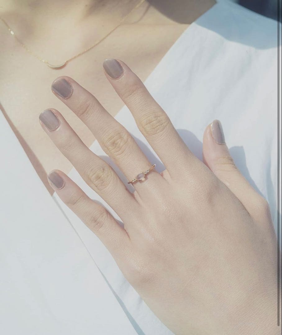 【13号】 ete K10YG ムーンストーン ホワイトトパーズ リング