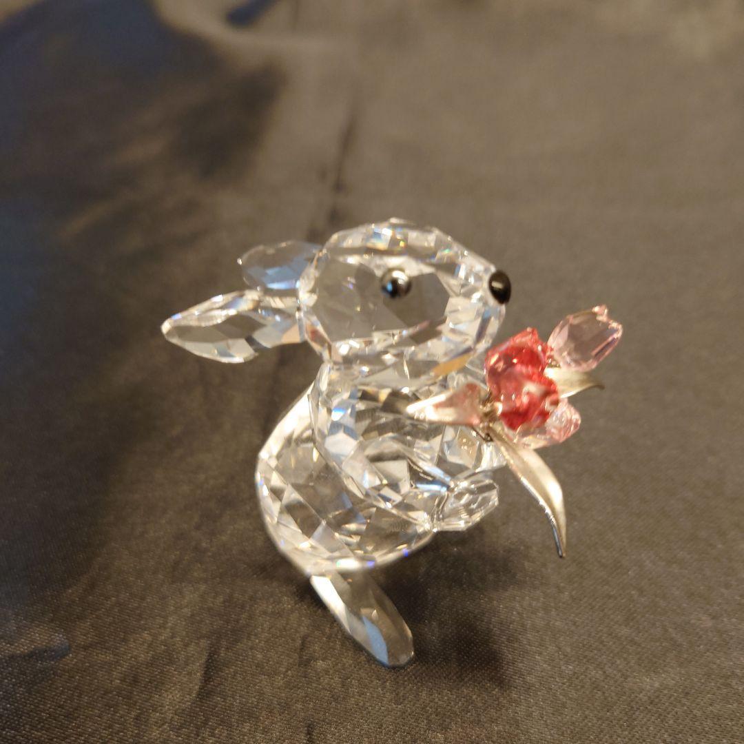 スワロフスキー　うさぎとチューリップ　うさぎ花束