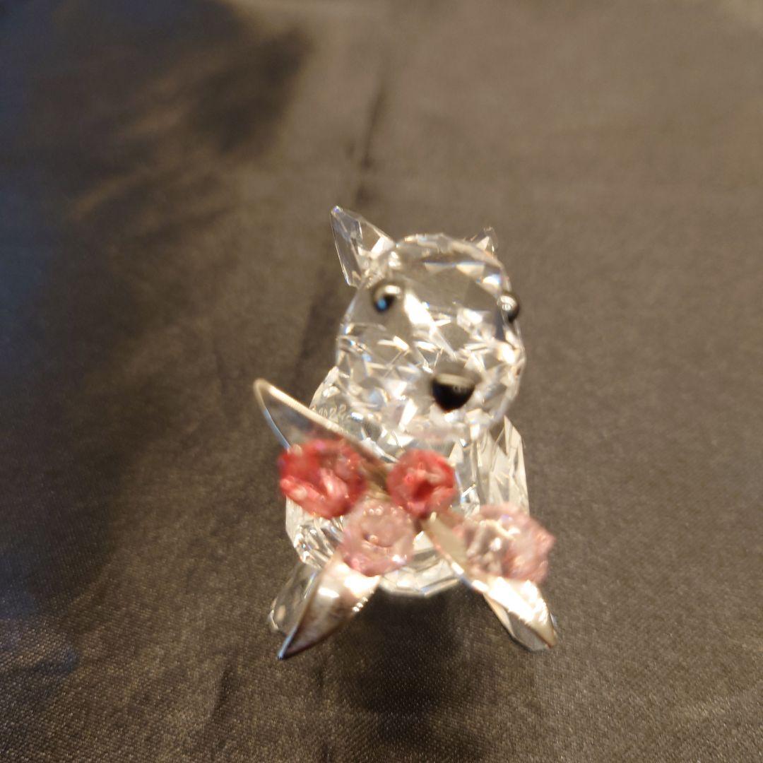 スワロフスキー　うさぎとチューリップ　うさぎ花束