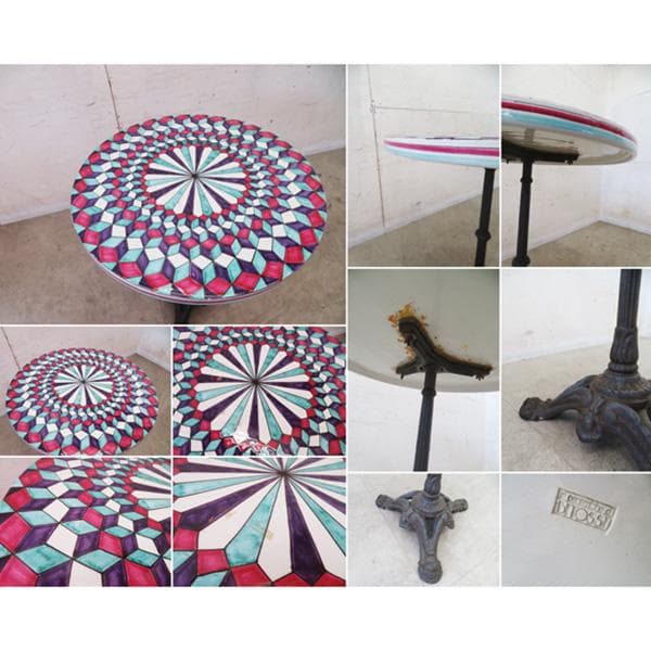 美品■BITOSSI■陶板テーブル■アルド・ロンディデザイン■カラフル幾何学模様