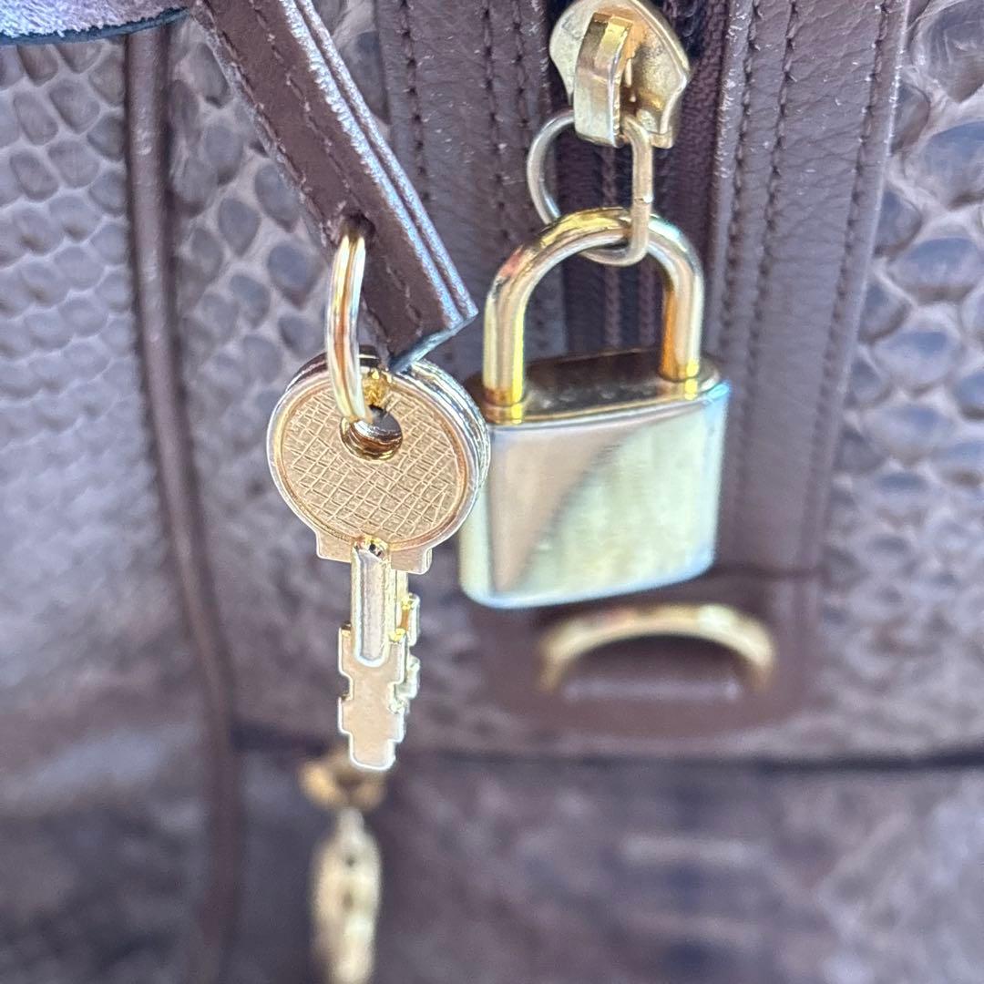 HIGH-CLASS ハイクラス ボストンバック パイソン 蛇革 ブラウン