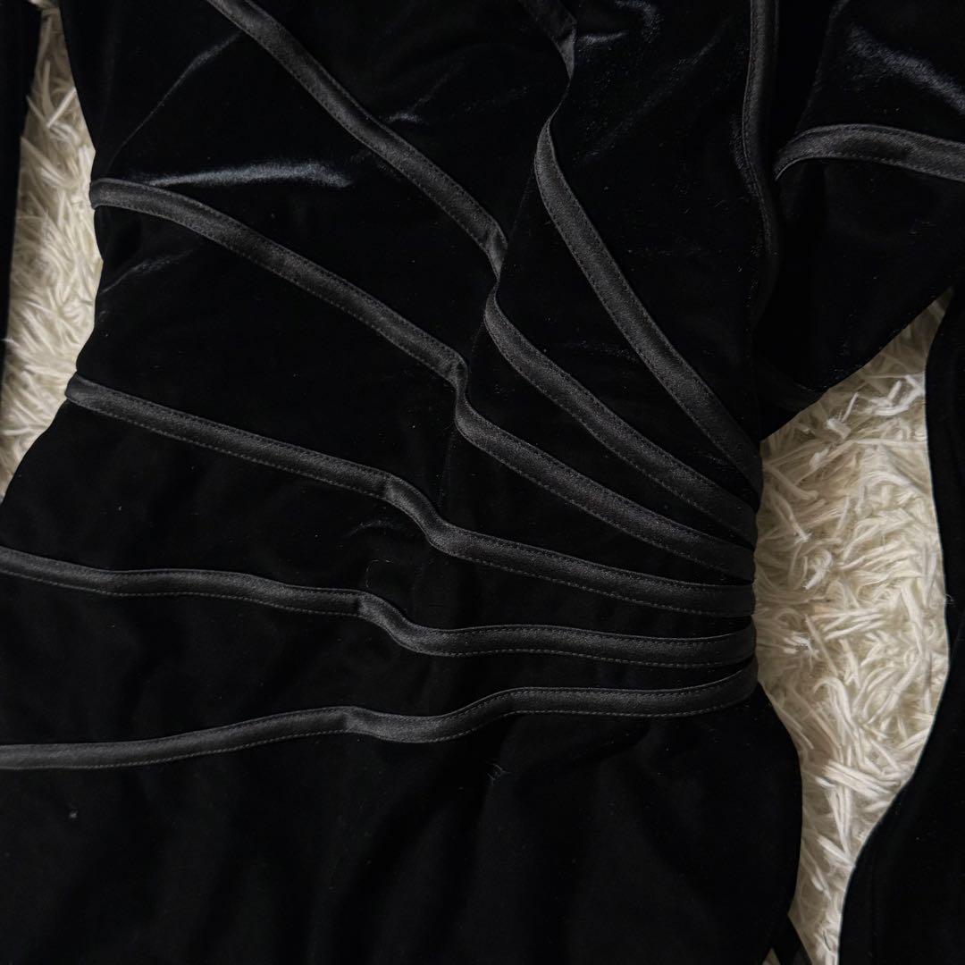 【美品】タダシショウジ　ベロア　カシュクール　ロング　ワンピース　ブラック