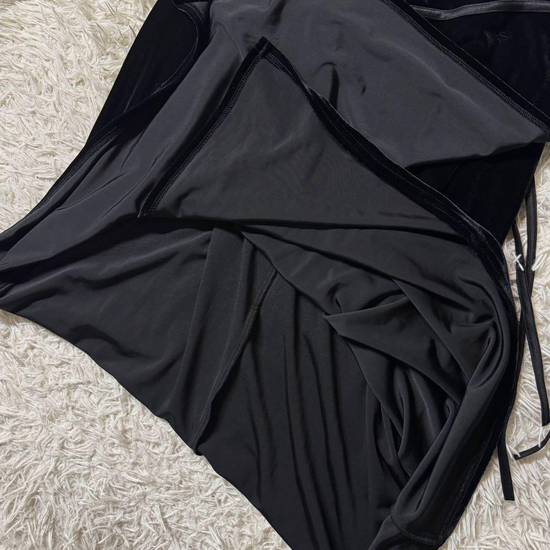 【美品】タダシショウジ　ベロア　カシュクール　ロング　ワンピース　ブラック