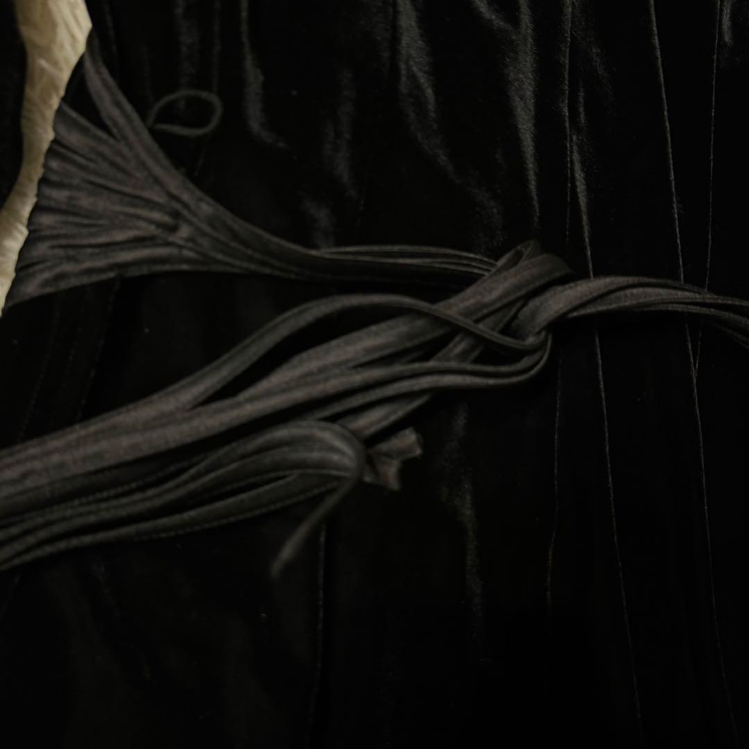 【美品】タダシショウジ　ベロア　カシュクール　ロング　ワンピース　ブラック