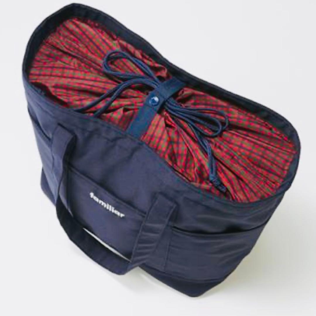 【極美品✨】familiar マザーズバッグ 青チェック【現行品】