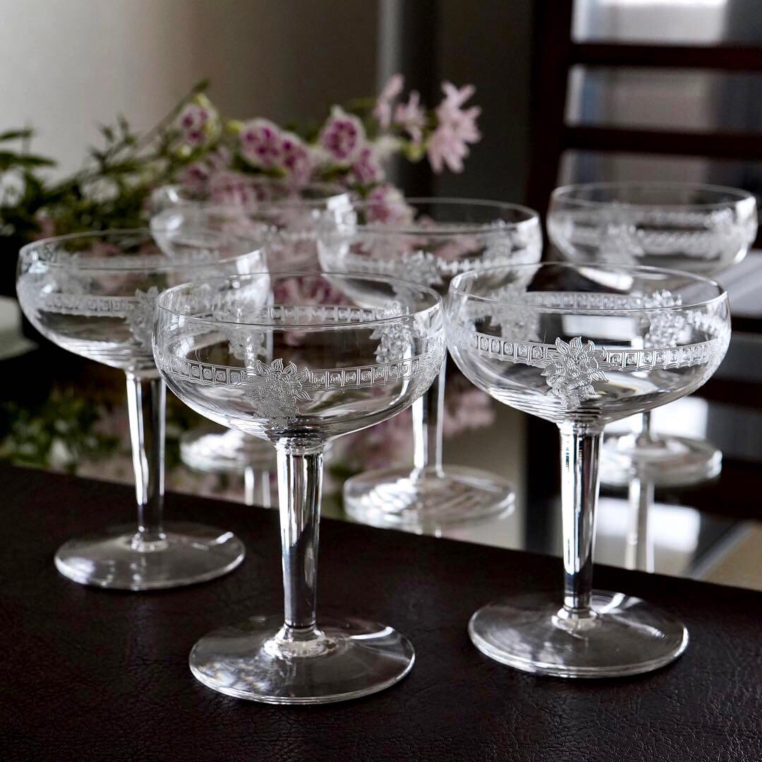 美品★極希少オールドサンルイ★COLIコリ★シャンパンクープ グラス★6脚★レア